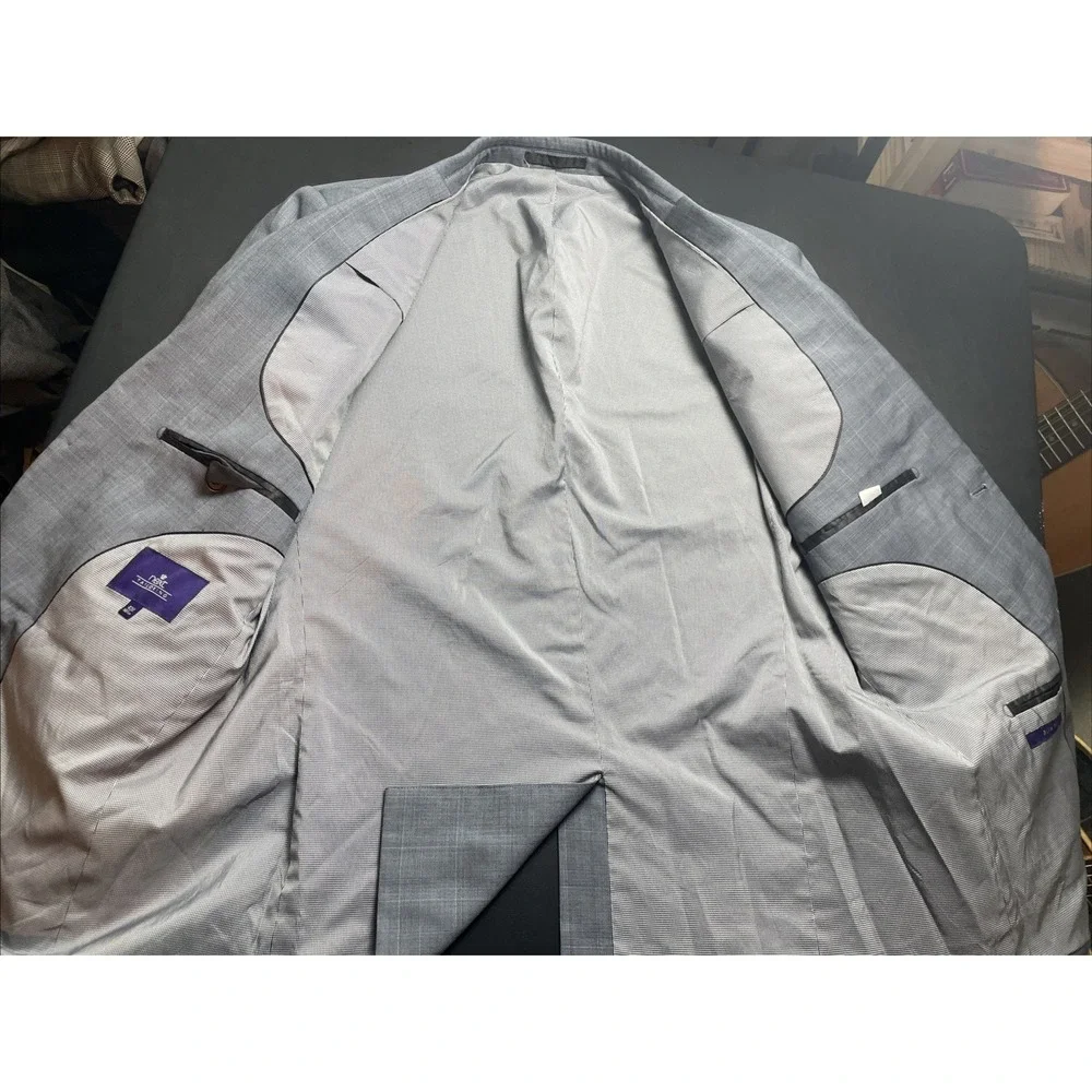 NEXT Tailoring Gray Glen Plaid Blazer Jacket 42R Slim Fit Blazer Pockets sown